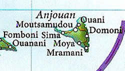 Map of Anjouan Island