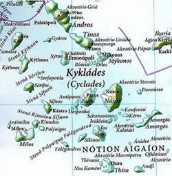 Map of Cyclades Islands